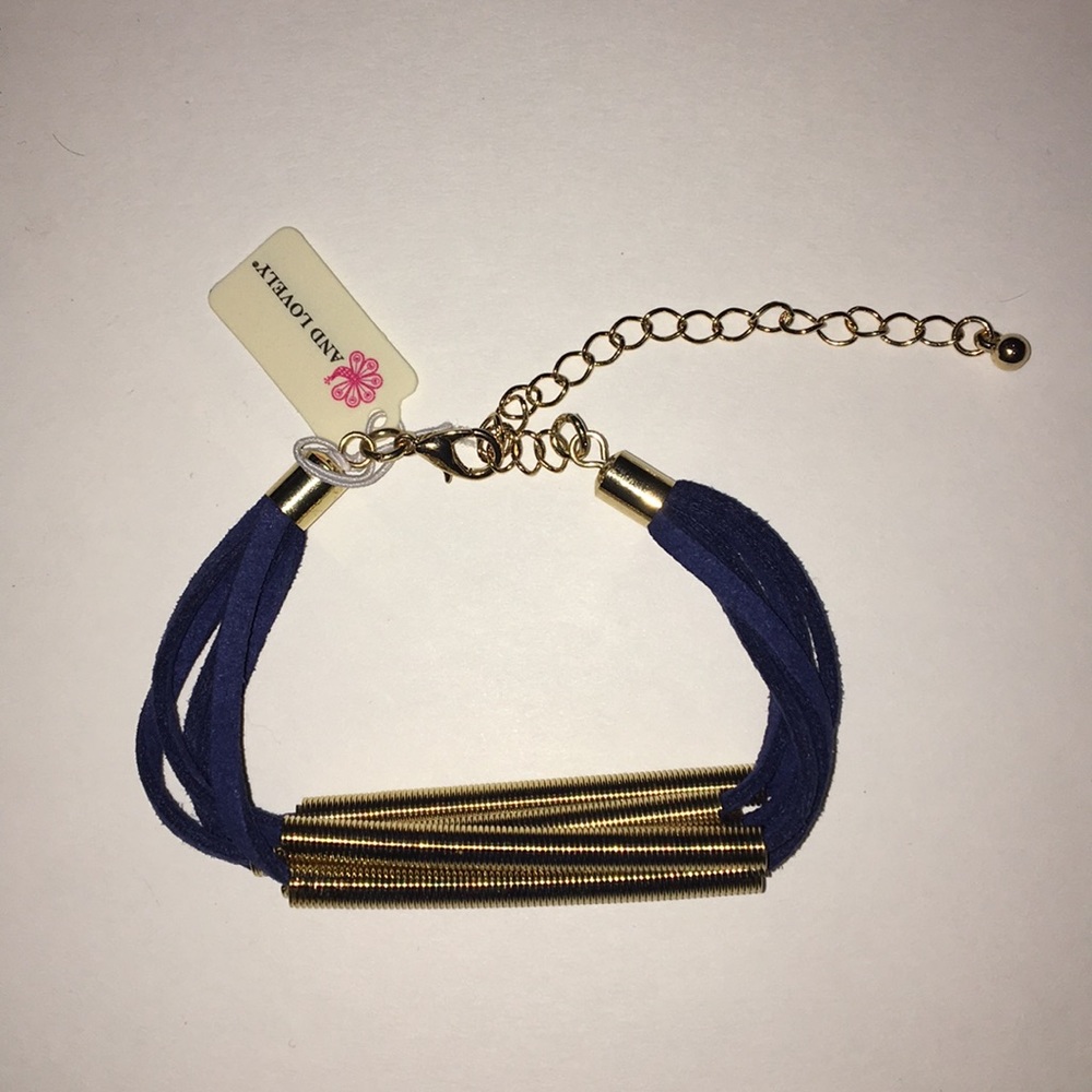 Navy blue and gold adjustable bracelet 🌟